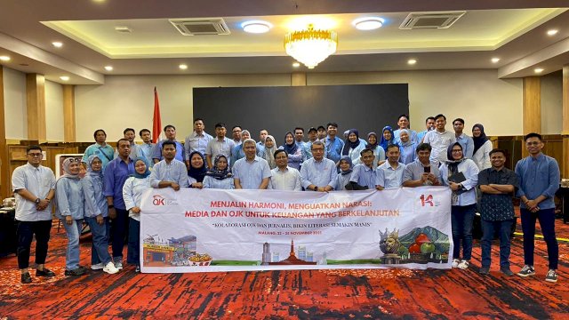 OJK Sulselbar melaksanakan Media Gathering 2025 bersama sejumlah jurnalis di Makassar. Kegiatan ini berlangsung di Kota Malang, mulai 22 hingga 25 November 2025. (Dok. OJK Sulselbar)