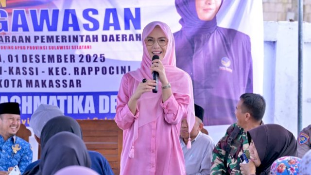 Ketua DPRD Sulsel, Andi Rachmatika Dewi saat melaksanakan kegiatan pengawasan APBD Sulsel di Kelurahan Kassi-kassi, Kecamatan Rappocini, Kota Makassar, Senin (1/12/2025). (Foto: Istimewa)