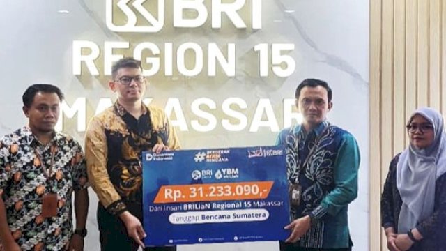BRILiaN Regional 15 Makassar berhasil mengumpulkan donasi sebesar Rp31 juta untuk korban bencana yang terjadi di wilayah Sumatera. (Foto: Istimewa)