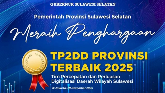 Pemprov Sulawesi Selatan berhasil meraih penghargaan TP2DD Provinsi Terbaik 2025. (Foto: Istimewa)