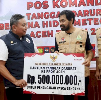 Pemprov Sulsel Serahkan Bantuan Rp500 Juta untuk Percepatan Pemulihan Aceh