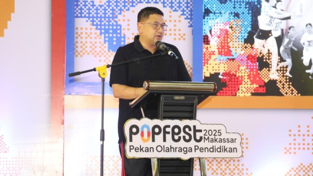 Wali Kota Makassar, Munafri Arifuddin, secara resmi membuka POP FEST 2025 yang digelar oleh Dispora Kota Makassar di Gedung Manunggal, Makassar, Minggu (7/12/2025). (Foto: Istimewa)
