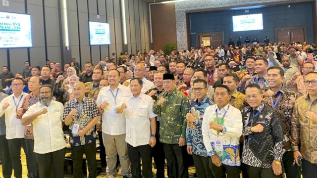 Rapat Kerja Nasional (Rakernas) XVII Asosiasi Pemerintah Kabupaten Seluruh Indonesia (Apkasi) 2026 resmi ditutup di Hotel Aston Batam, Kepulauan Riau, Selasa (20/1/2026). (Foto: Humas Pemkab Sidrap)
