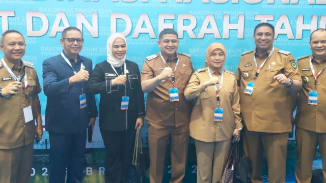 Wali Kota dan Wakil Wali Kota Makassar, Munafri Arifuddin dan Aliyah Mustika Ilham, kompak menghadiri Rakornas Pemerintah Pusat dan Daerah Tahun 2026 di SICC, Bogor, Jawa Barat, Senin (2/2/2026). (Foto: Istimewa)