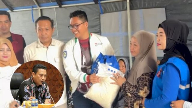 Foto proses penyerahan bantuan kepada korban bencana angin puting beliung di desa Gattareng kecamatan Gantarang kabupaten Bulukumba. [Doc]