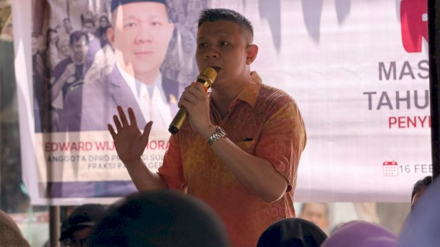 Anggota DPRD Sulsel, Edward Wijaya Horas saat melaksanakan kegiatan reses di Jalan Landak Baru, Kelurahan Banta-bantaeng, Kecamatan Rappocini, Kota Makassar, Senin (16/2/2026). (Foto: Istimewa)