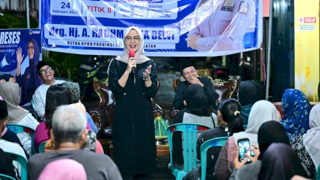 Ketua DPRD Sulsel, Andi Rachmatika Dewi saat menggelar reses di Kelurahan Gunung Sari, Kecamatan Rappocini, Makassar, Selasa (24/2/2026) malam. (Foto: Istimewa)