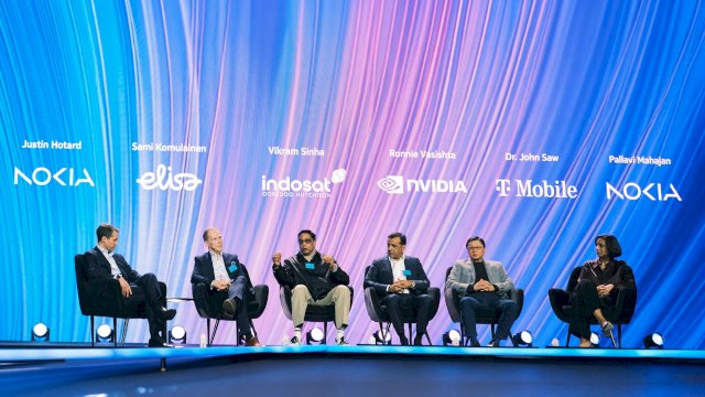Indosat memperkenalkan panggilan 5G berbasis kecerdasan artifisial (AI) pertama di Asia Tenggara dalam Mobile World Congress (MWC) 2026 di Barcelona, Spanyol. (Dok. Indosat Ooredoo Hutchison)