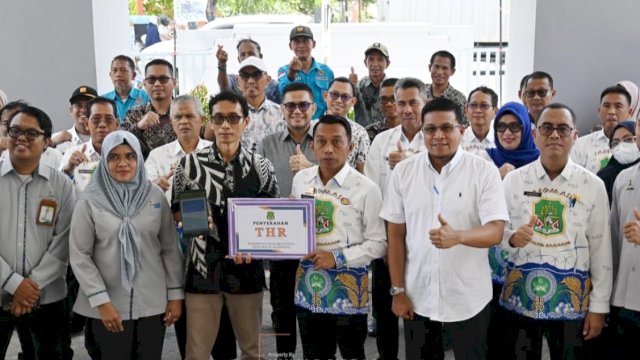 Tunjangan Hari Raya (THR) bagi Aparatur Sipil Negara (ASN) di lingkup Pemerintah Kabupaten Sidrap resmi dicairkan pada Kamis (12/3/2026). (Foto: Humas Pemkab Sidrap)