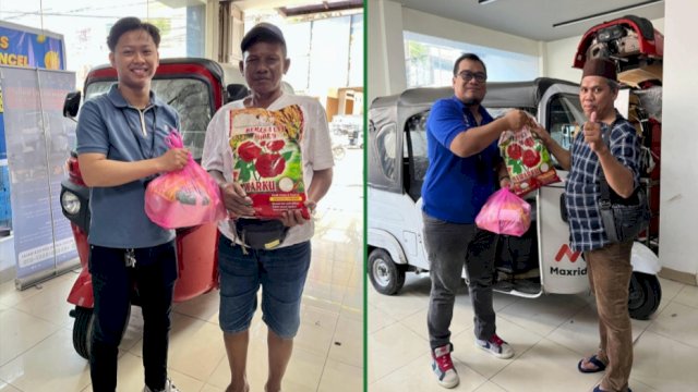 Bajaj Maxride saat memberikan bingkisan apresiasi kepada sejumlah mitra driver terpilih. Program ini akan dijalankan secara rutin di luar bulan Ramadan. (Dok. Bajaj Maxride)