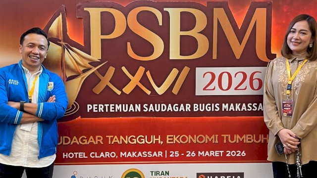 Pengurus DPD I KNPI Sulsel saat menghadiri pembukaan Pertemuan Saudagar Bugis Makassar (PSBM) XXVI Tahun 2026 yang digelar di Hotel Claro, Jalan AP Pettarani, Makassar, Kamis (26/3/2026). (Foto: Istimewa)