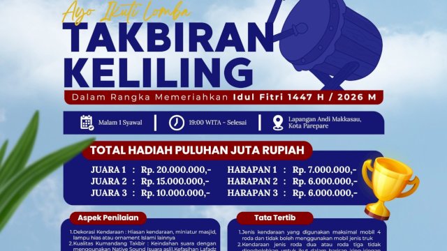 Ket: Lomba Takbiran Keliling Pemkot Parepare