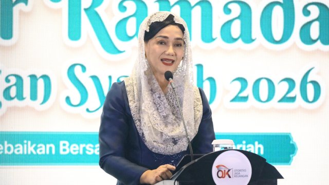 Ketua Dewan Komisioner OJK, Friderica Widyasari Dewi saat menghadiri Penutupan GERAK Syariah 2026, di Kantor OJK Menara Radius Prawiro, Jakarta, kemarin. (Dok. Otoritas Jasa Keuangan) 