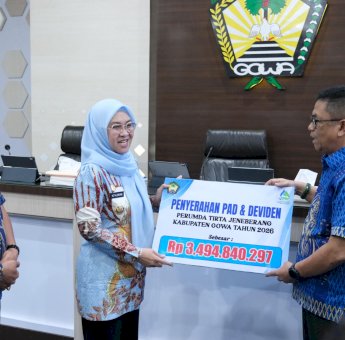 Pemkab Gowa Terima PAD Rp3,49 Miliar dari Perumda Tirta Jeneberang, Layanan Didorong Makin Berkualitas
