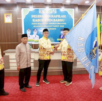 Wabup Barru Lepas Kafilah MTQ, Tekankan Mental dan Akhlak Peserta