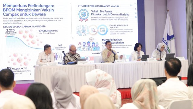 Badan Pengawas Obat dan Makanan (BPOM) mengambil langkah strategis dengan menerbitkan persetujuan penggunaan vaksin campak bagi kelompok dewasa, Rabu (8/4/2026). (Foto: Istimewa)