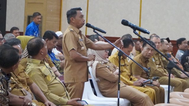 Bupati Sidrap, Syaharuddin Alrif saat menghadiri Rakornas Mitigasi Kekeringan Lahan Pertanian Tahun 2026 di Auditorium Kementerian Pertanian RI, Jakarta, Senin (20/4/2026). (Foto: Humas Pemkab Sidrap)