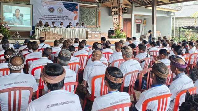 Suasana acara Sosialisasi Program Makan Bergizi Gratis (MBG) yang berlangsung di Desa Baru, Kecamatan Marga, Kabupaten Tabanan, Selasa (21/4/2026). (Foto: Istimewa)