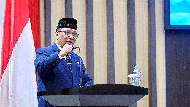 Sekretaris Daerah Kabupaten Gowa, Andy Asiz saat menghadiri Rapat Paripurna Penyampaian Rekomendasi DPRD Gowa atas LKPJ Bupati Gowa Tahun Anggaran 2025, di Ruang Rapat Paripurna DPRD Kabupaten Gowa, kemarin. (Dok. Humas Gowa)