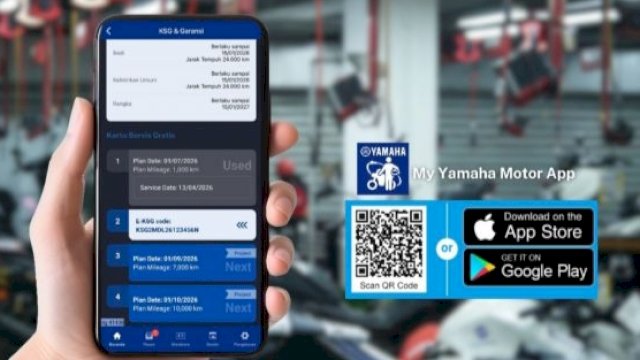 Yamaha Indonesia memperkuat layanan purna jual dengan menghadirkan inovasi berbasis digital melalui fitur E-KSG (Electronic Kartu Servis Gratis) di aplikasi My Yamaha Motor. (Foto: Istimewa)