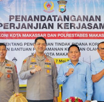 Pertama di Indonesia Timur, KONI Makassar Jalin Perjanjian Kerja Sama dengan Kepolisian