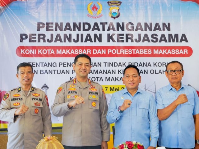 Pertama di Indonesia Timur, KONI Makassar Jalin Perjanjian Kerja Sama dengan Kepolisian
