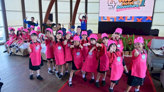 Siswa-siswi SD Gamaliel Makassar saat &ldquo;Kid&rsquo;s Hotel Adventure&rdquo; yang digelar Aston Makassar Hotel & Convention Center. (Dok. Aston Makassar)