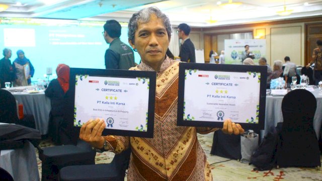 PT Kalla Inti Karsa (KIK) di bawah Kalla Land & Property berhasil meraih empat penghargaan dalam ajang Indonesia Sustainability Award 2026 yang diselenggarakan oleh First Indonesia Magazine. (Dok. Kalla Group)