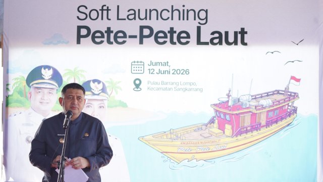 Wali Kota Makassar, Munafri Arifuddin saat melakukan peresmian layanan transportasi pete-pete laut gratis di Kecamatan Kepulauan Sangkarrang, Jumat (12/6/2026). (Foto: Istimewa)