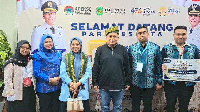 Wali Kota Makassar, Munafri Arifuddin bersama rombongan saat menghadiri Rakernas XVIII Asosiasi Pemerintah Kota Seluruh Indonesia (APEKSI) 2026 di Kota Medan, Sumatera Utara. (Foto: Istimewa)