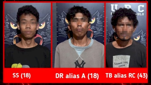 Tiga terduga pelaku yang nekat melakukan pembakaran rumah untuk hilangkan jejak Pencurian di Bulukumba. [Ist]