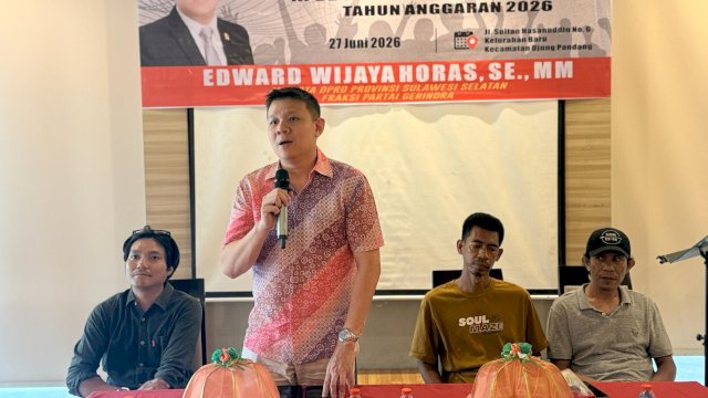 Anggota DPRD Sulsel, Edward Wijaya Horas saat melaksanakan kegiatan pengawasan APBD Sulsel di Jalan Sultan Hasanuddin, Kelurahan Baru, Kecamatan Ujung Pandang, Kota Makassar, Sabtu (27/6/2026). (Foto: Istimewa)