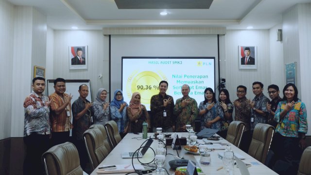 Hasil audit sertifikasi SMK3 PLN UIP Sulawesi meraih nilai 90,36 persen dengan predikat memuaskan. (Dok. Humas PLN UIP Sulawesi) 