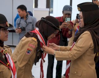Husniah Talenrang Titip Nama Baik Gowa ke Kontingen Pramuka di Jambore Nasional