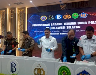 BI dan BOTASUPAL Sulsel Musnahkan 4.144 Lembar Uang Palsu