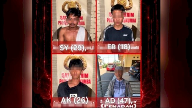 Tiga Terduga Pelaku dan satu penadah kasus pencurian kopra di Bulukumba yang diamankan Polisi. [IST]