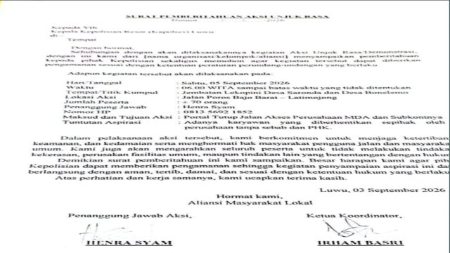 Ket: Surat Pemberitahuan Unjuk Rasa 
