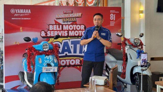 PT Suracojaya Abadimotor (SJAM) menggelar pengundian program "Beli Motor dan Servis Motor, Gratis Motor" di New World Cafe, Kota Makassar, Senin (7/9/2026). (Foto: Istimewa)