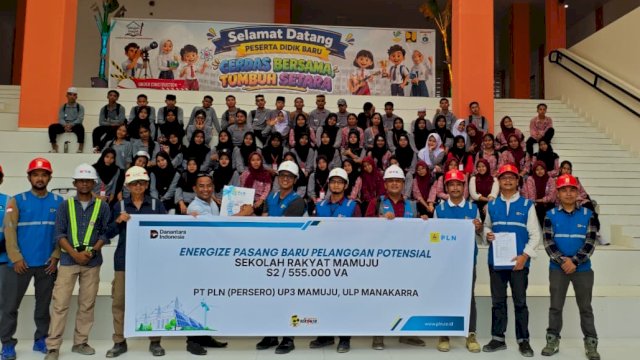 PLN UP3 Mamuju berhasil melakukan energize pemasangan baru listrik Sekolah Rakyat Mamuju dengan daya 555.000 VA. (Foto: Istimewa)