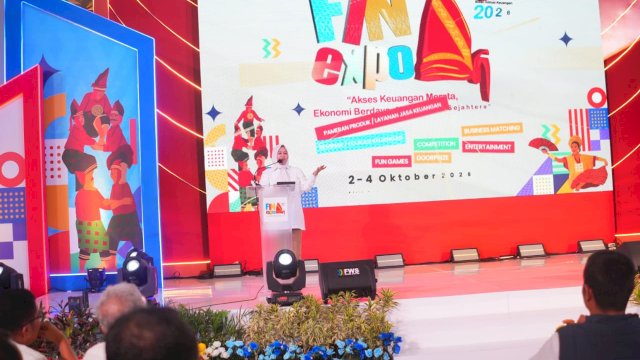 Wakil Gubernur Sulawesi Selatan, Fatmawati Rusdi saat menghadiri Pembukaan FIN Expo 2026, di Atrium Trans Studio Mall (TSM) Makassar, Sabtu, (03/10/2026) kemarin. (Dok. Istimewa) 