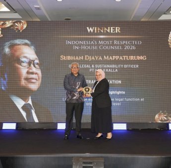 Terima Pengakuan Nasional, Subhan Djaya Mappaturung Terima Indonesia&rsquo;s Most Respected In-House Counsel 2026