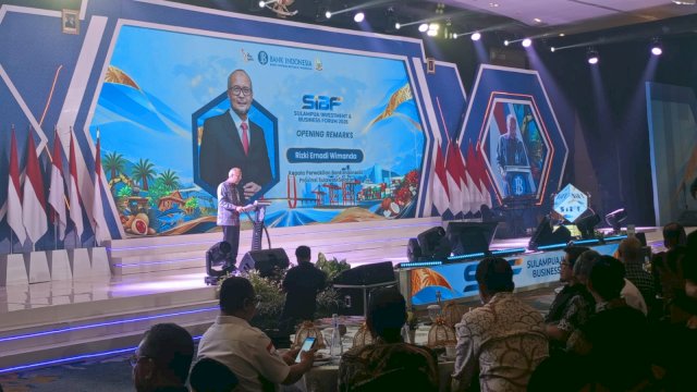 Kepala Bank Indonesia Sulawesi Selatan, Rizki Ernadi Wimanda dalam Pembukaan SIBF 2026, di Hotel Claro Makassar, Rabu, (28/10/2026). (Dok. Chaerani/Republiknews.co.id) 