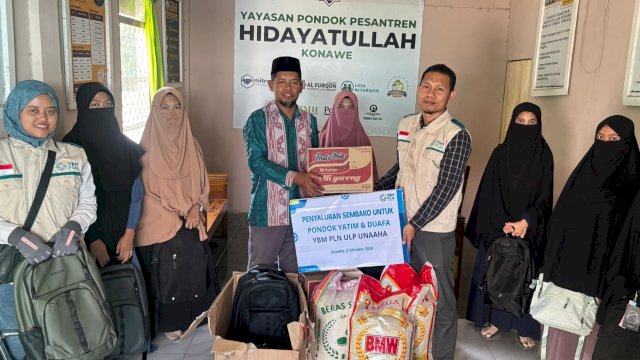Kepedulian YBM PLN hadir di Kabupaten Konawe melalui YBM PLN ULP Unaaha yang menyalurkan bantuan kepada para santri Pesantren Hidayatullah Konawe. (Foto: Istimewa)