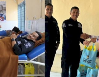 Sambut HUT Humas Polri ke-75, Humas Polres Bulukumba Gelar Donor Darah dan Salurkan Sembako