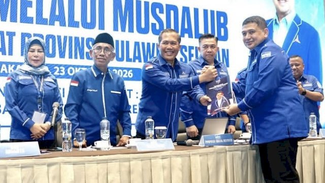 Munafri Arifuddin resmi terpilih secara aklamasi sebagai ketua DPD Demokrat Sulsel periode 2026-2031. (Foto: Istimewa)